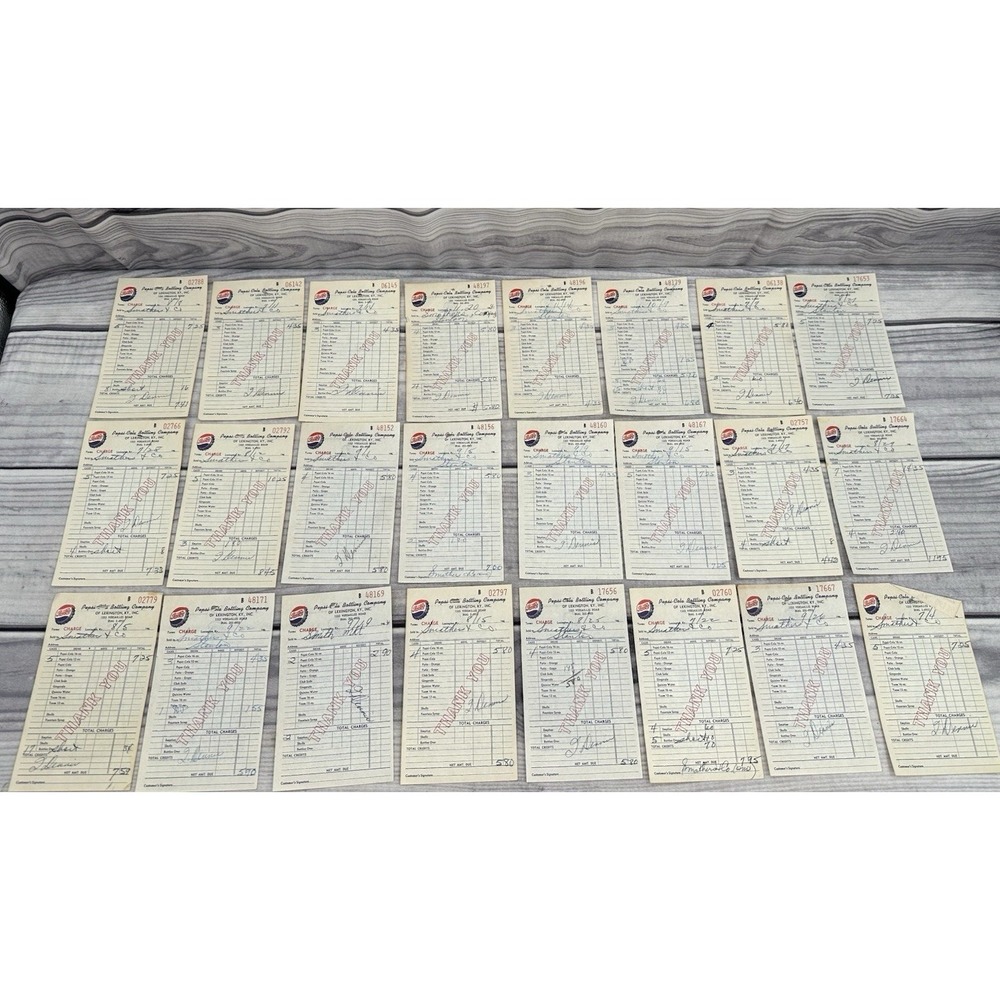 LOT OF 24 VTG‎ 1960's PEPSI COLA BOTTLING COMPANY RECEIPTS LEXINGTON KY  EPHEMRA